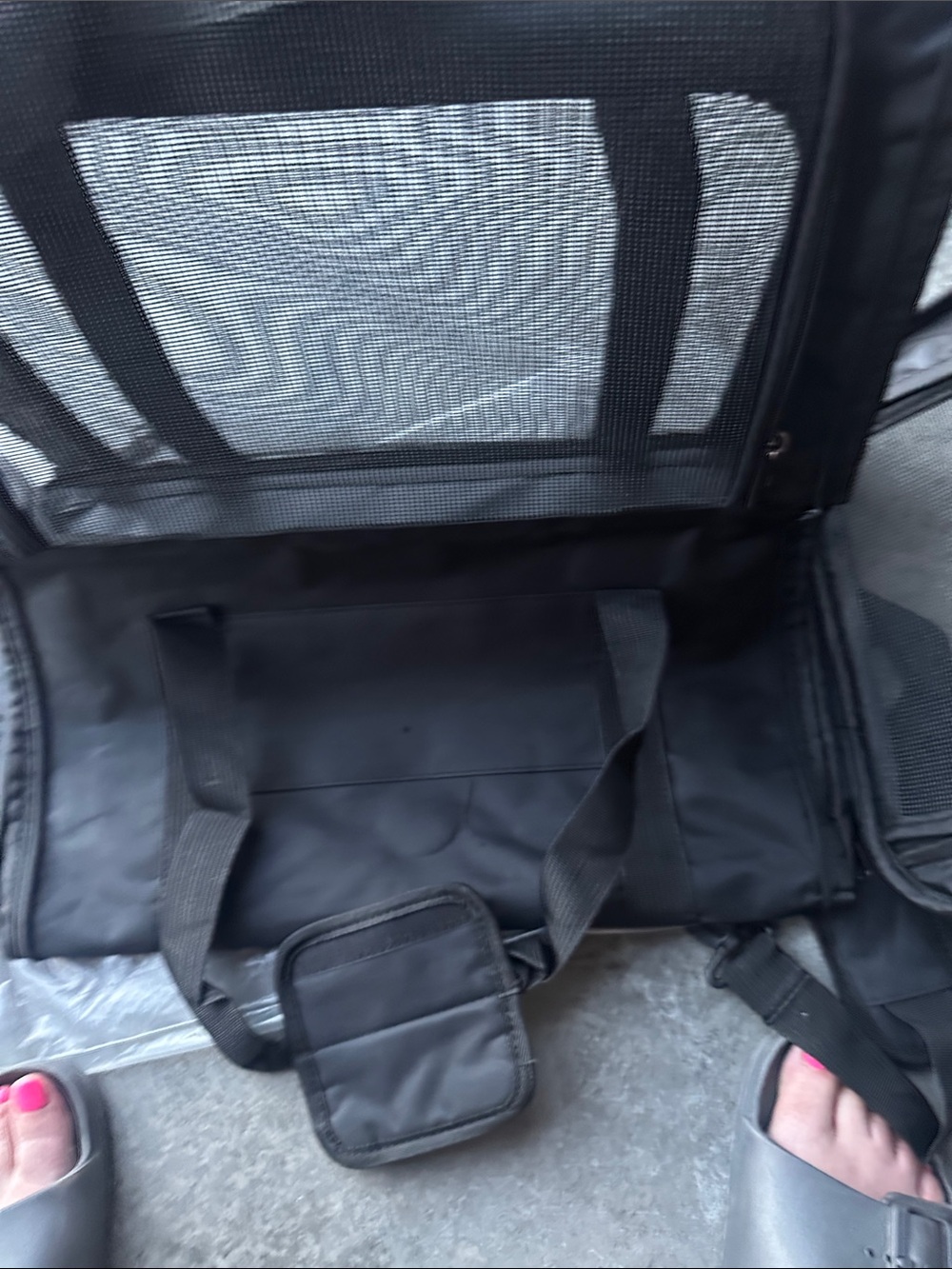 Giant soft sided cat or small dog carrier, ideal for travel - black - Picture 4 of 7